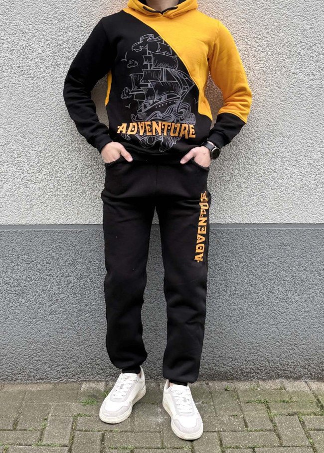 Çocuk Kışlık Polar Pijama Takımı - 3104 - Sarı