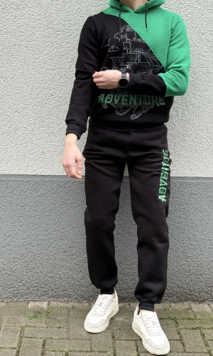 Kids Winter Fleece Pajama Set - 3104 - black