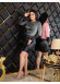 Occasion Outfit with Leather Skirt and Velvet Blouse - Code 1017 - Anthracite