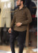 Mens Linen Shirt with Full Buttons - Model 2400 - khaki
