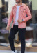 Düğmeli Keten Erkek Gömleği - Model 2400 - Pembe