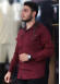 Düğmeli Keten Erkek Gömleği - Model 2400 - Bordo