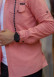 Düğmeli Keten Erkek Gömleği - Model 2400 - Pembe
