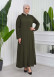 Zippered Simple Hijab Abaya 619 Haki