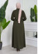 Zippered Simple Hijab Abaya 619 Haki