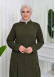 Zippered Simple Hijab Abaya 619 Haki
