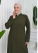 Zippered Simple Hijab Abaya 619 Haki