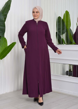 عباية نسائية للمحجبات سادا قماش كريب 619  - موف