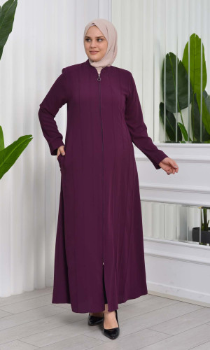 عباية نسائية للمحجبات سادا قماش كريب 619  - موف