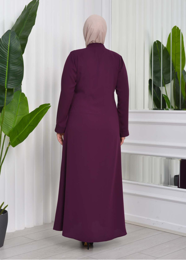 Zippered Simple Hijab Abaya 619 mor