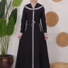Modest linen  trench coat 1221 Siyah