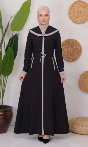 ترانشكوت كتان طويل 1221 - اسود