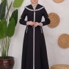 Modest linen  trench coat 1221 Siyah