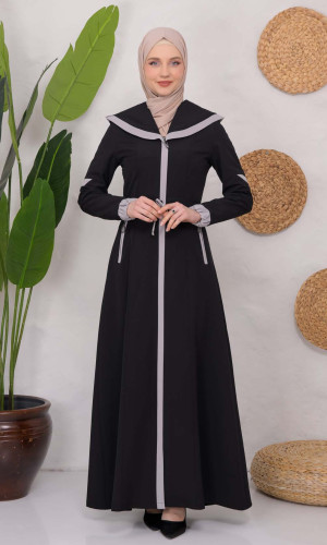 ترانشكوت كتان طويل 1221 - اسود