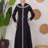 Modest linen  trench coat 1221 Siyah