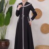 Modest linen  trench coat 1221 Siyah