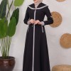 Modest linen  trench coat 1221 Siyah