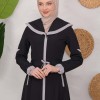 Modest linen  trench coat 1221 Siyah