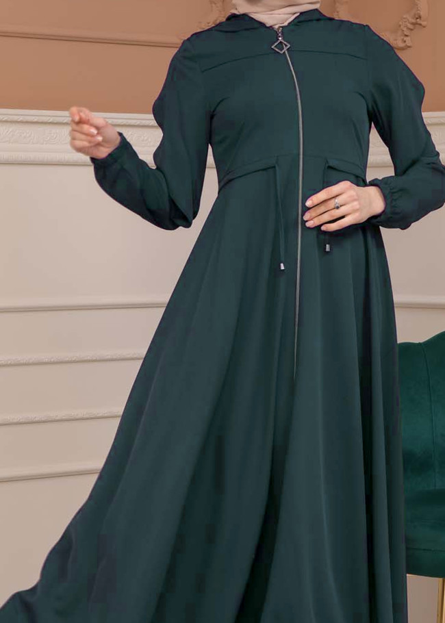 Modest Abaya With Flared Sleeve Detail 677 - green