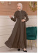 Modest Abaya With Flared Sleeve Detail 677 - brown