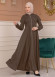 Modest Abaya With Flared Sleeve Detail 677 - brown