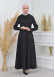 ZIPPERED PLEATED COLLAR WOMANS HIJAB LONG TOPCOAT 1201 - black