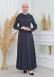 ZIPPERED PLEATED COLLAR WOMANS HIJAB LONG TOPCOAT 1201 - dark gray