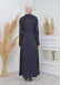 ZIPPERED PLEATED COLLAR WOMAN'S HIJAB LONG TOPCOAT 1201 koyu gri