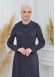 ZIPPERED PLEATED COLLAR WOMAN'S HIJAB LONG TOPCOAT 1201 koyu gri
