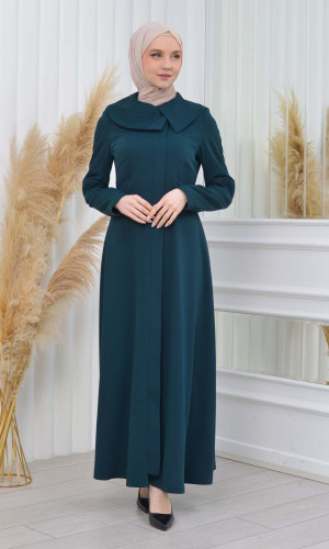 مانطو برادا بياقة بليسيه وتفاصيل جانبية 1201 - زيتي