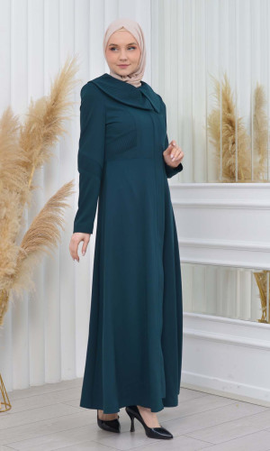 مانطو برادا بياقة بليسيه وتفاصيل جانبية 1201 - زيتي