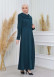 ZIPPERED PLEATED COLLAR WOMAN'S HIJAB LONG TOPCOAT 1201 Haki