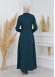 ZIPPERED PLEATED COLLAR WOMAN'S HIJAB LONG TOPCOAT 1201 Haki
