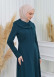 ZIPPERED PLEATED COLLAR WOMAN'S HIJAB LONG TOPCOAT 1201 Haki