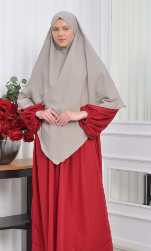 طقم فستان محجبات للخروج قطعتين 828 - خمري