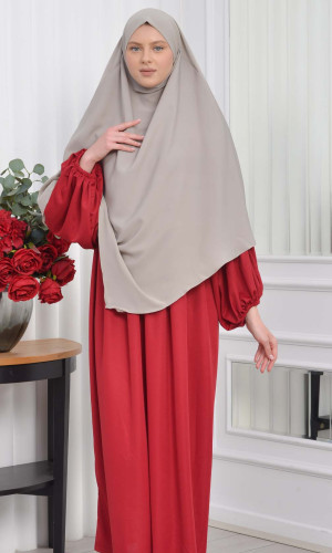 طقم فستان محجبات للخروج قطعتين 828 - خمري