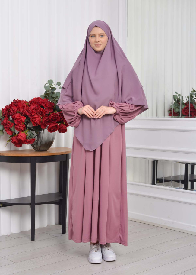 Casual Hijab Dress Suit 2 Pieces 828 Lila