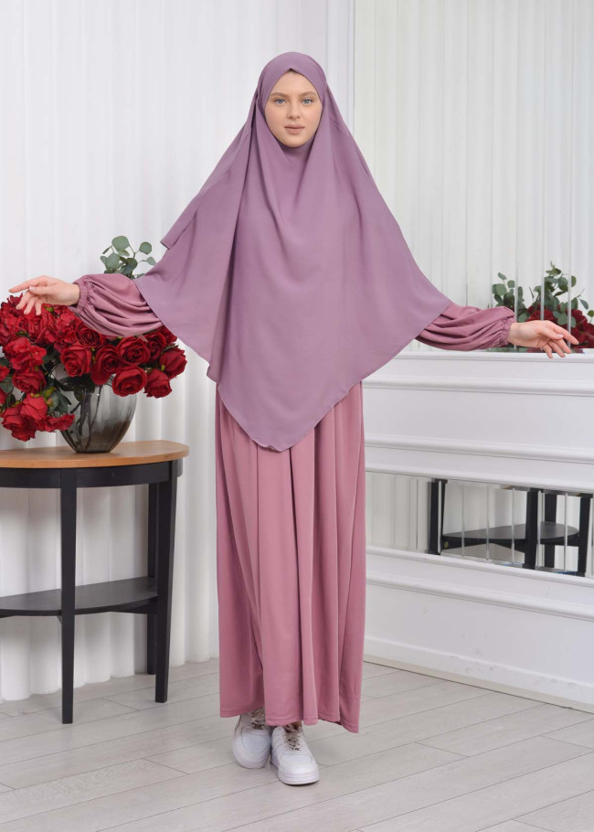 Casual Hijab Dress Suit 2 Pieces 828 Lila