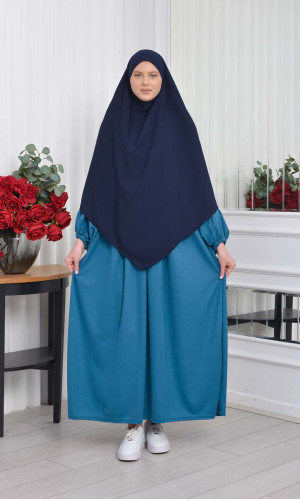 طقم فستان محجبات للخروج قطعتين 828 - تركواز