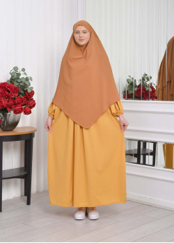 طقم فستان محجبات للخروج قطعتين 828 - شمعي