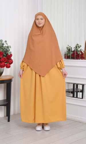 طقم فستان محجبات للخروج قطعتين 828 - شمعي