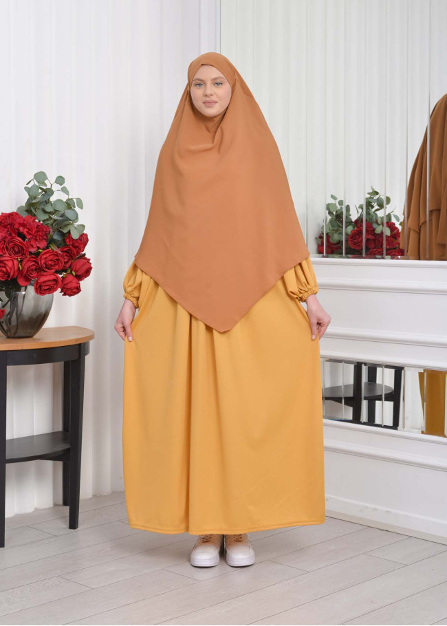 Casual Hijab Dress Suit 2 Pieces 828 Hardal