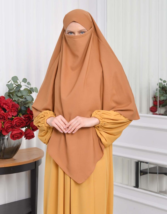 طقم فستان محجبات للخروج قطعتين 828 Hardal