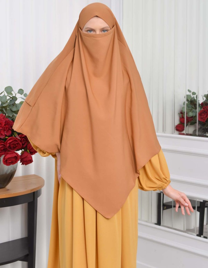 طقم فستان محجبات للخروج قطعتين 828 Hardal