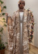 Two-Piece Set: Dress and Modern Patterned Abaya - Forsan Fabric | Product Code: 698 - beige