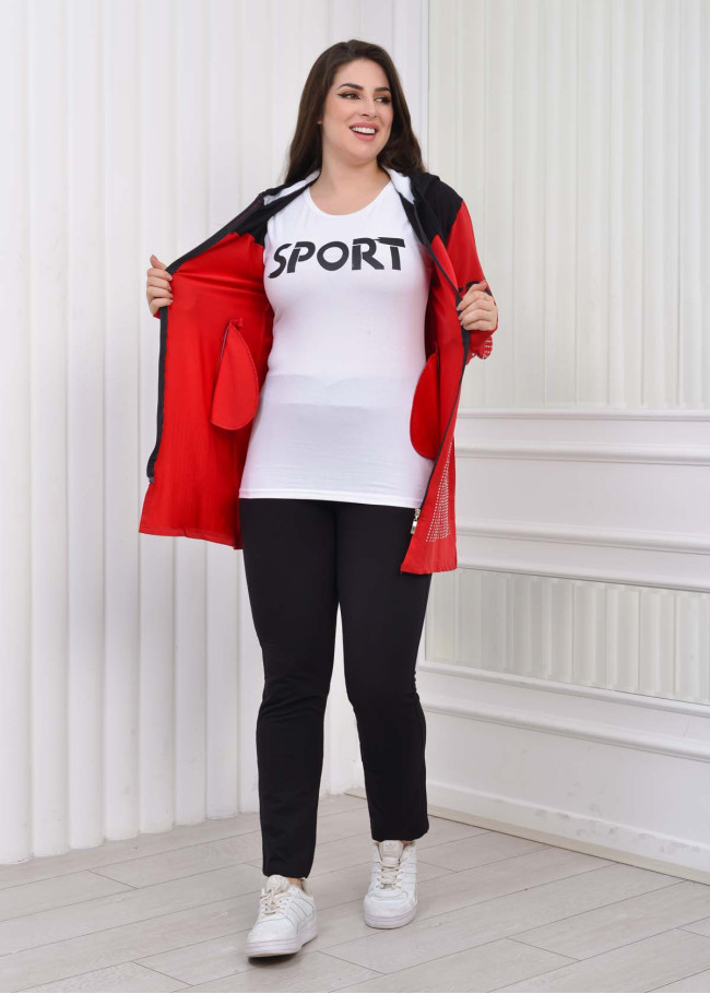 kadın 3lü Sport Eşofman Takımı 1077 Kırmızı