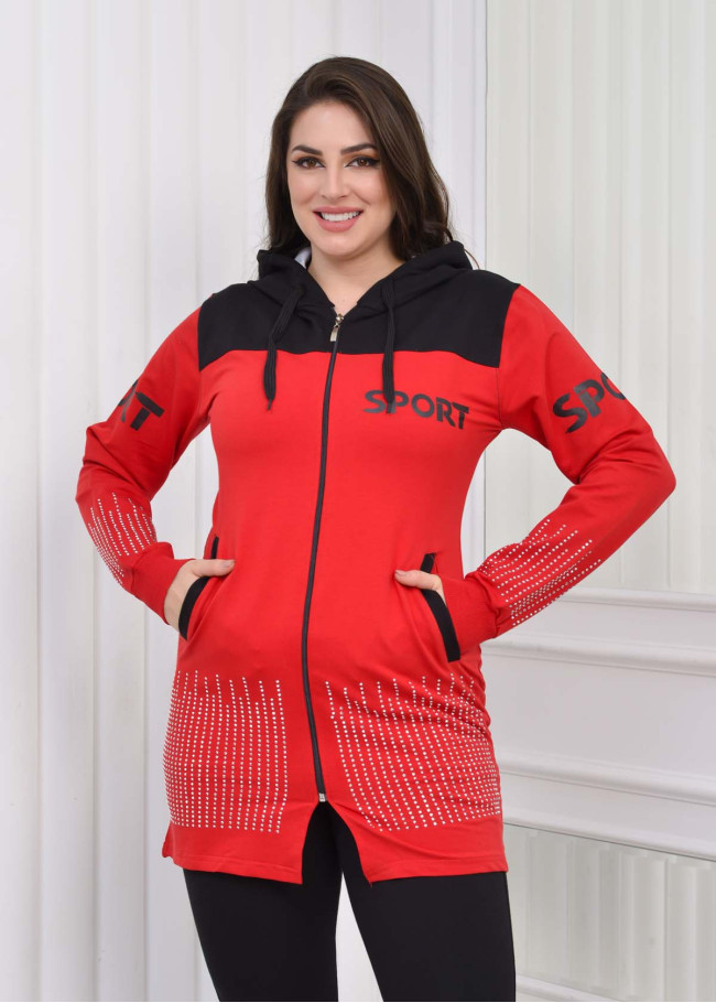 kadın 3lü Sport Eşofman Takımı 1077 Kırmızı