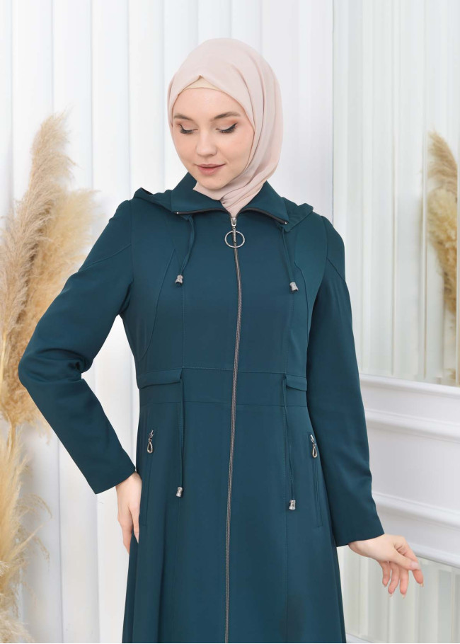 Women's Detachable Hooded Zipper Prada trenchcoat  1200 Haki
