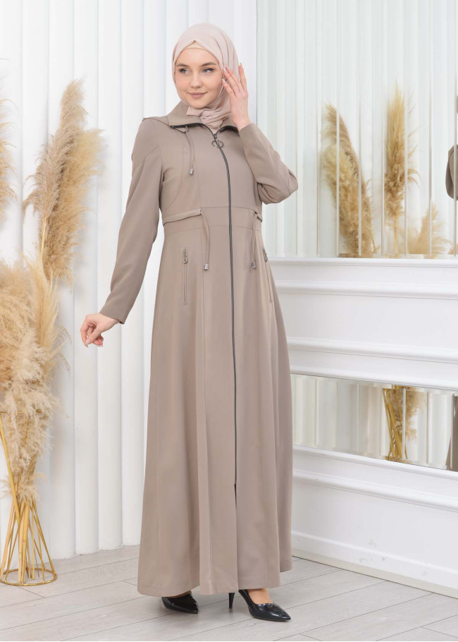 Women's Detachable Hooded Zipper Prada trenchcoat  1200 açık kahve