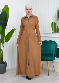 مانطو برادا نسائي طويل بكبيشون قابل للإزالة 1200 - ترابي